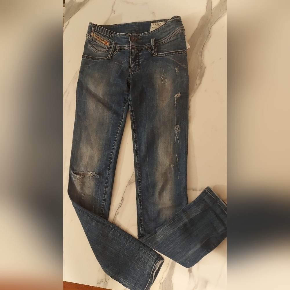 Y2K Diesel Matic Distressed Slim Tapered Jeans Low Rise  90s Grunge